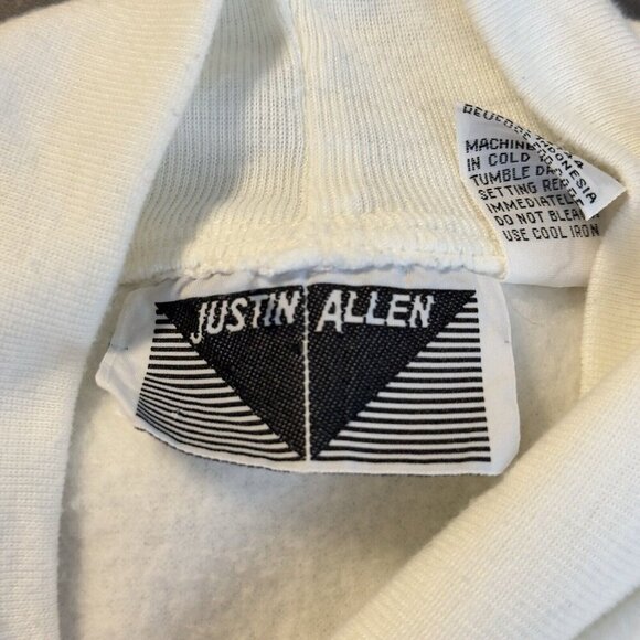 Vintage Justin Allen Knit Roses Women Fleece Cream Long Sleeve Sweatshirt Small - Picture 5 of 11